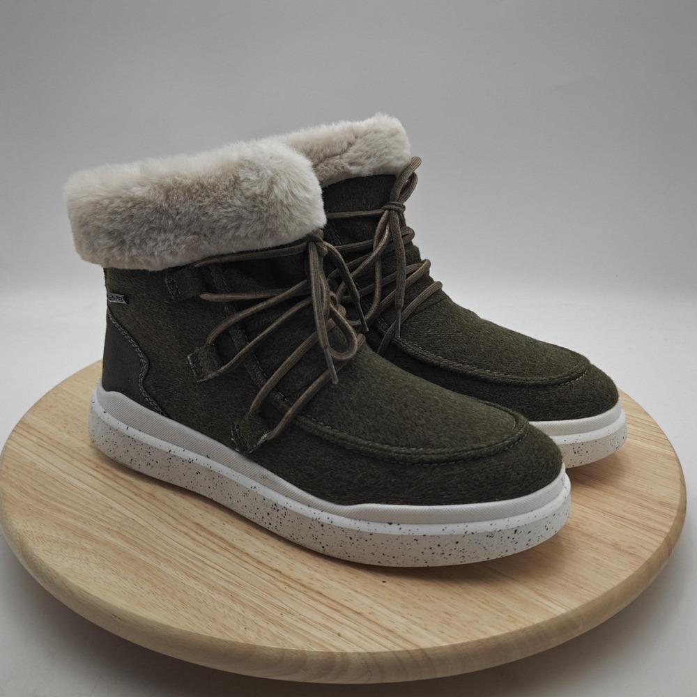 Romika‎ Boots Womens Size 6.5 Green Faux Fur Ankle Zip Lace Up New Shoes Winter